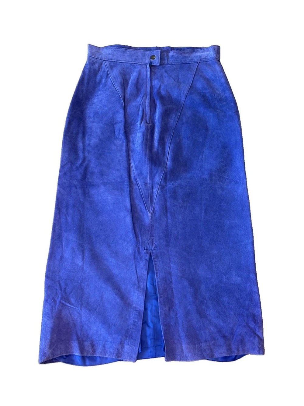 Vintage WINLIT Periwinkle Purple Suede Leather Midi Skirt Korea High Waist 7/8 - Picture 7 of 15
